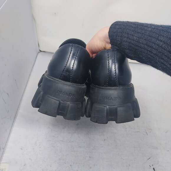 Prada Black MENS Chunky Monolith Lug Sole Platform Loafer - Picture 10 of 13